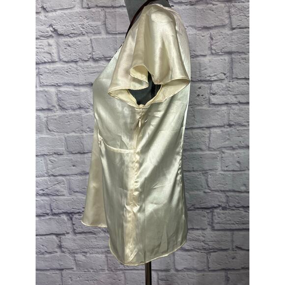 Vintage Y2K Pierre Cardin Satin Side Zip Fitted Blouse with Seed Bead Details - Picture 3 of 10